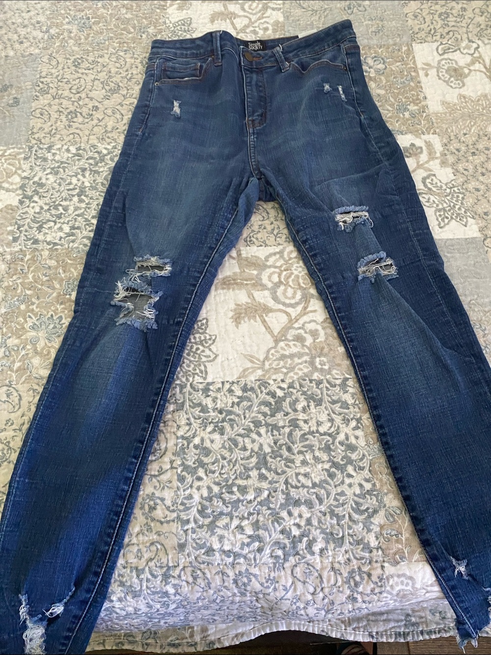 Women’s Skinny Distressed Dark Blue Jeans